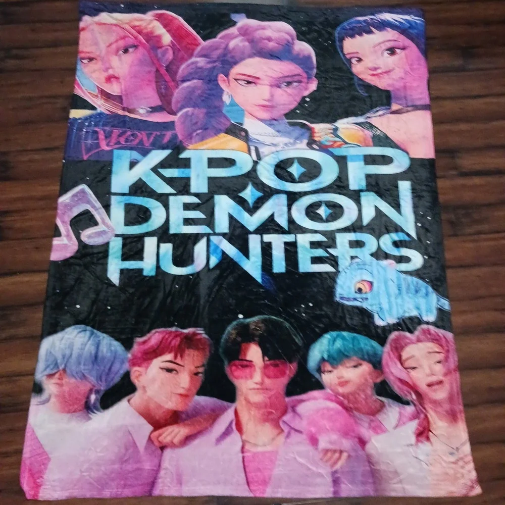 K-Pop Demon Hunters Fleece Throw Blanket 80x60 Large Anime Plush One Sided Print